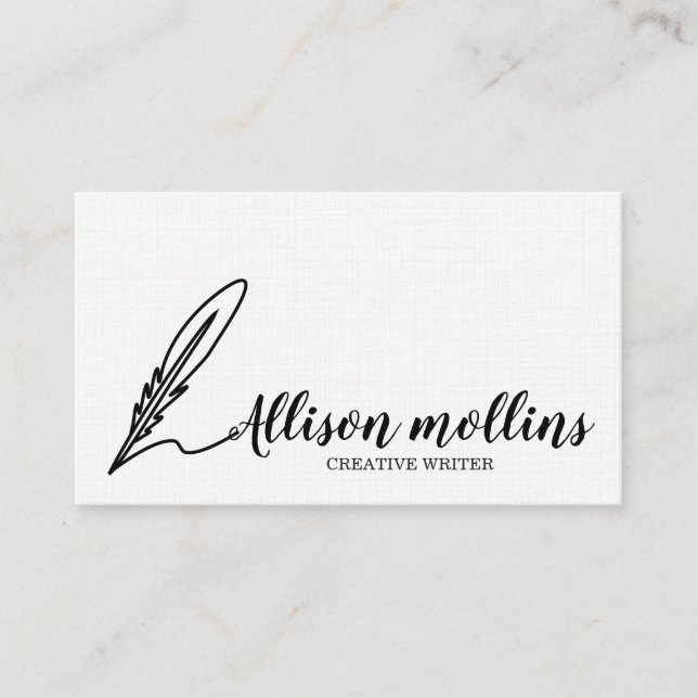 Modern Kreativ Writer Feather-Logotyp Visitkort (Framsida)