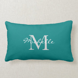 Modern kricka färgat personligt monogram och namn lumbarkudde