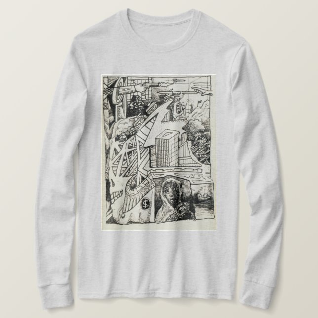 "Modern krigföring" bläck-teckning Basic T-shirt (Design framsida)