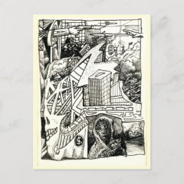 "Modern krigföring", bläck teckning Vykort