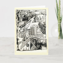 "Modern krigföring", kortet bläck teckning