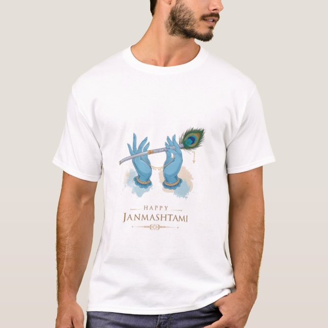 Modern Krishna-utskrift T-Shirts - Traditionsbland (Framsida)