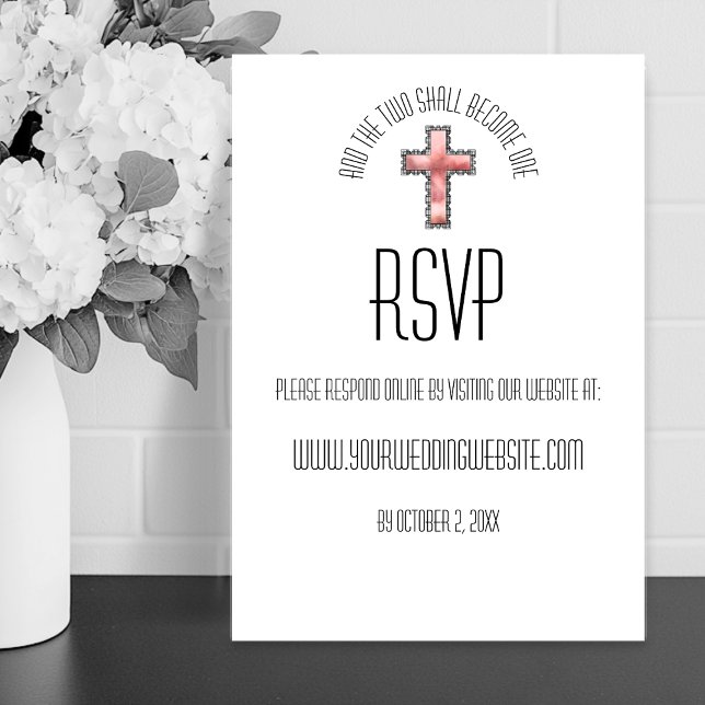 Modern kristen Bröllop OSA Card (Modern Minimalist Christian Two Become One Wedding RSVP Card
)