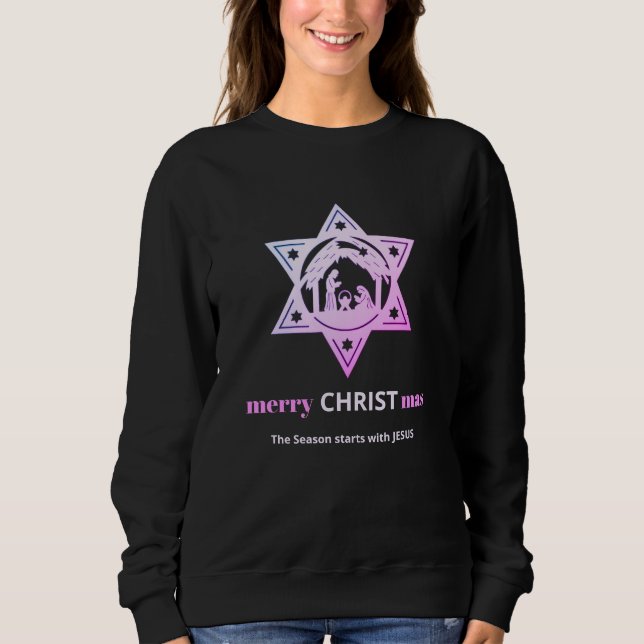 Modern kristen Nativitet CHRISTmas T Shirt (Framsida)