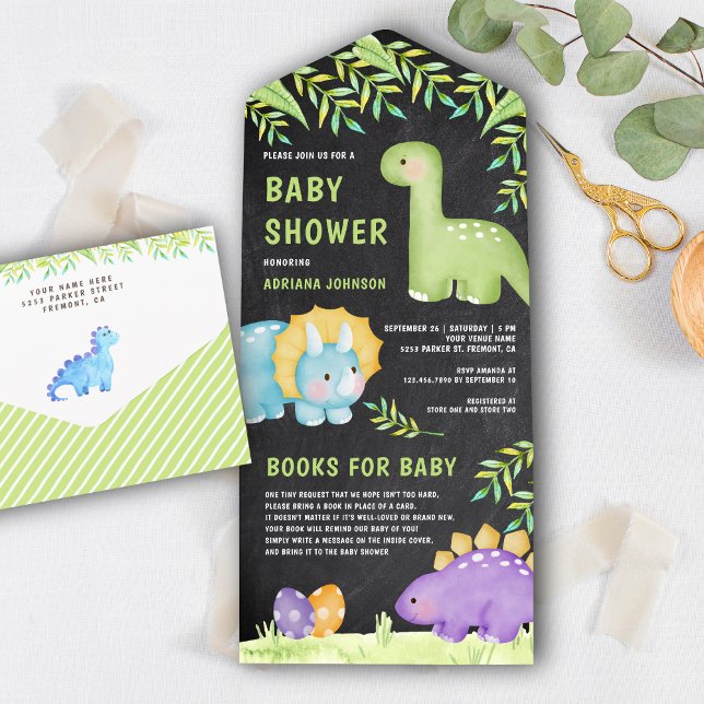 Modern Kritbord Söt Liten Dinosaurie Baby Shower (Skapare uppladdad)