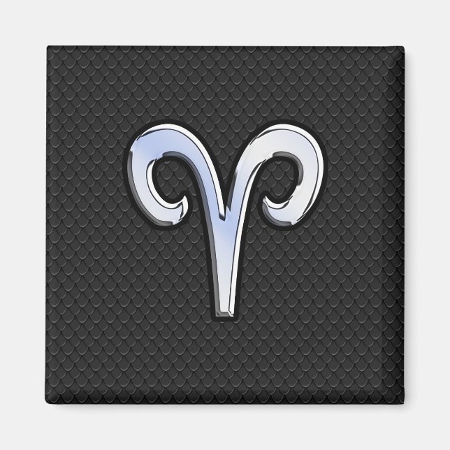Modern krom som Aries Zodiac-tecken Magnet (Framsidan)
