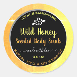 Modern kroppsserub-paketetikett, Orange svart Runt Klistermärke
