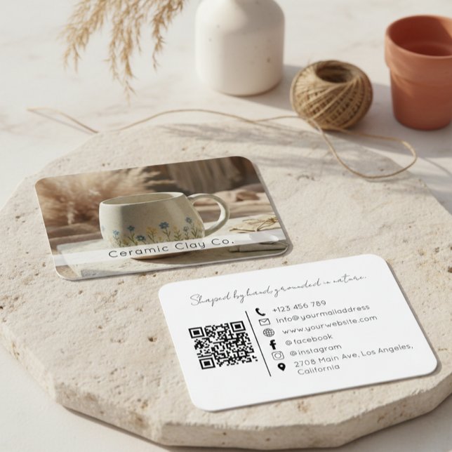 Modern krukmakarkonst Handgjord Keramik Lera QR-ko Visitkort (Skapare uppladdad)