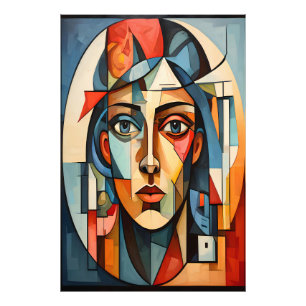 Modern kubist Porträtt Geometric Wall Art Photo Fototryck