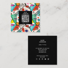 Modern kubistisk Abstrakt Artsy Female Ansikte Art Fyrkantigt Visitkort