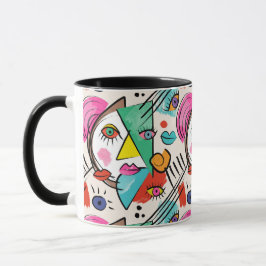 Modern kubistisk Abstrakt Artsy Female Ansikte Art Mugg