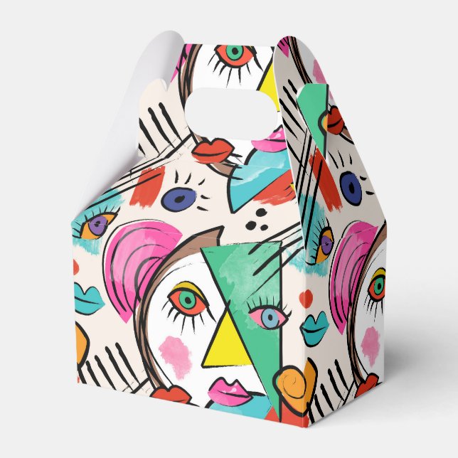 Modern kubistisk Abstrakt Artsy Female Ansikte Art Presentaskar (Framsidan Sidan)