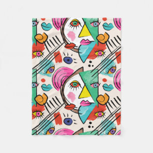 Modern kubistisk Abstrakt Artsy Female Ansikte Fleecefilt