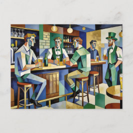 Modern kubistisk irländsk pub vykort
