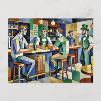 Modern kubistisk irländsk pub vykort