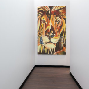 Modern kubistisk målning för lejont huvud canvastryck