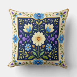Modern kudde med kant i blomsterdesign.