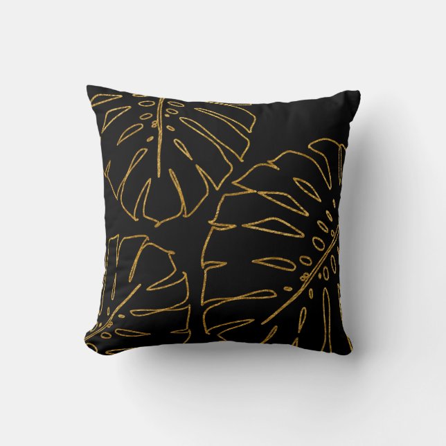 Modern kudde vid Tropical Guld Monstera (Framsida)