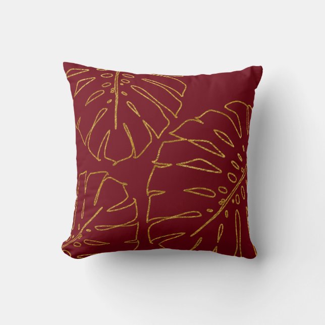 Modern kudde vid Tropical Guld Monstera (Framsida)