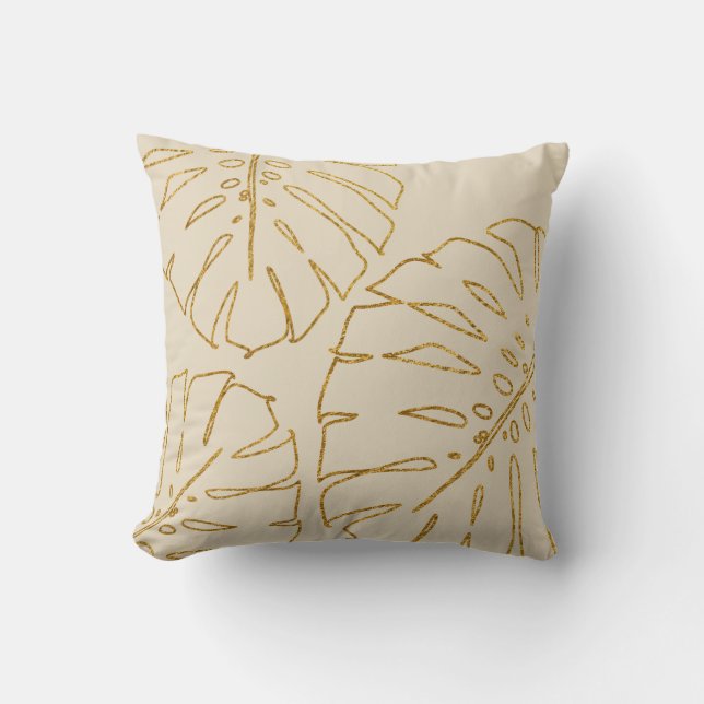 Modern kudde vid Tropical Guld Monstera (Framsida)