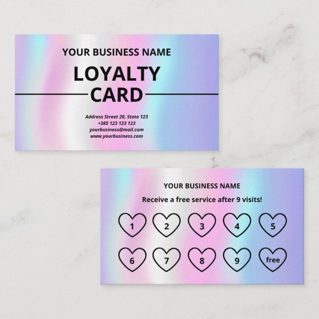 Modern kundförmånskort i Struktur i Iridescent Lojalitetskort (Fram/baksida)