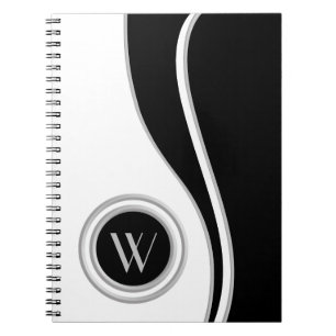 Modern Kurvor Classic Monogrammed Anteckningsbok Med Spiral