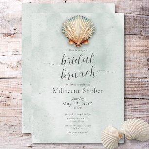 Modern Kust Sjöskal Aqua Bröllopsbrunch Inbjudningar