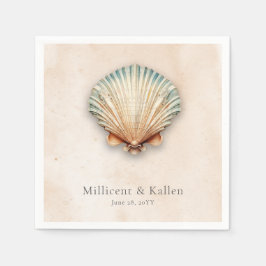 Modern Kustval Sand Bröllop Pappersservett