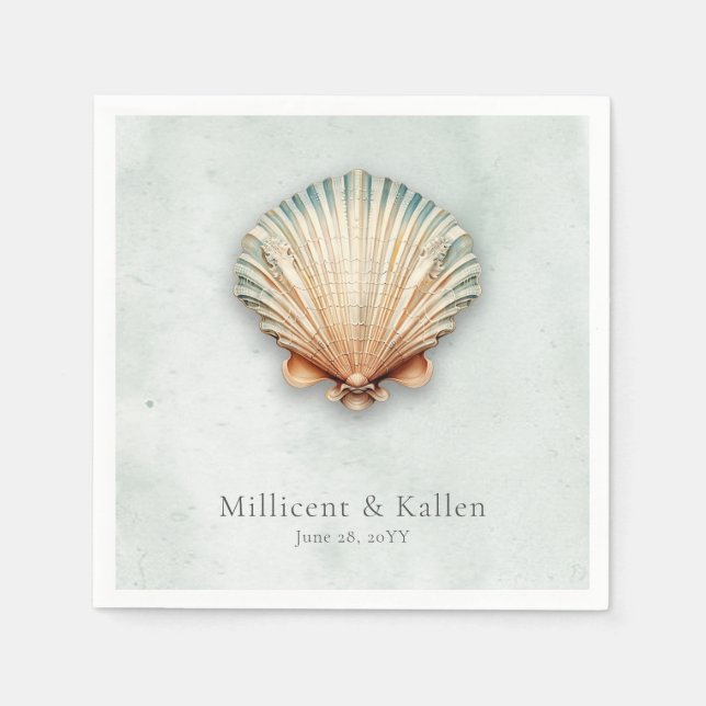 Modern Kustvintall Aqua Bröllop Pappersservett (Framsidan)
