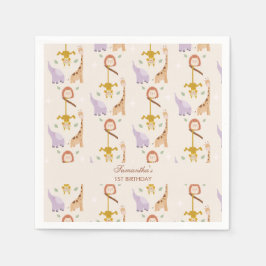 Modern kute Vild en saifari-djur födelsedag Pappersservett