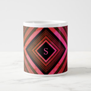 Modern kvadrater - Rustic Rosa Geometric Monogram Jumbo Mugg