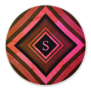 Modern kvadrater - Rustic Rosa Geometric Monogram Knopp