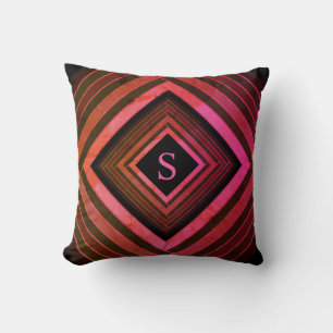 Modern kvadrater - Rustic Rosa Geometric Monogram Kudde