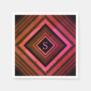 Modern kvadrater - Rustic Rosa Geometric Monogram Pappersservett