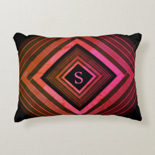 Modern kvadrater - Rustic Rosa Geometric Monogram Prydnadskudde