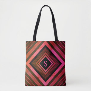 Modern kvadrater - Rustic Rosa Geometric Monogram Tygkasse