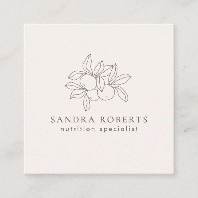 Modern kvadratnäringsspecialist Affärskort Fyrkantigt Visitkort (Framsida)