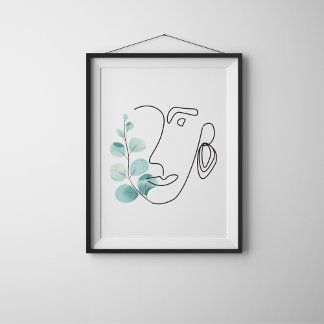 Modern kvinna med blomsterkonst poster