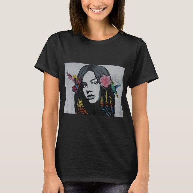 Modern kvinnkonst söt målningsflickvän dam t shirt (Framsida)