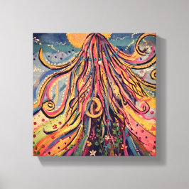 Modern kvinnlig konst i Äventyr Canvastryck