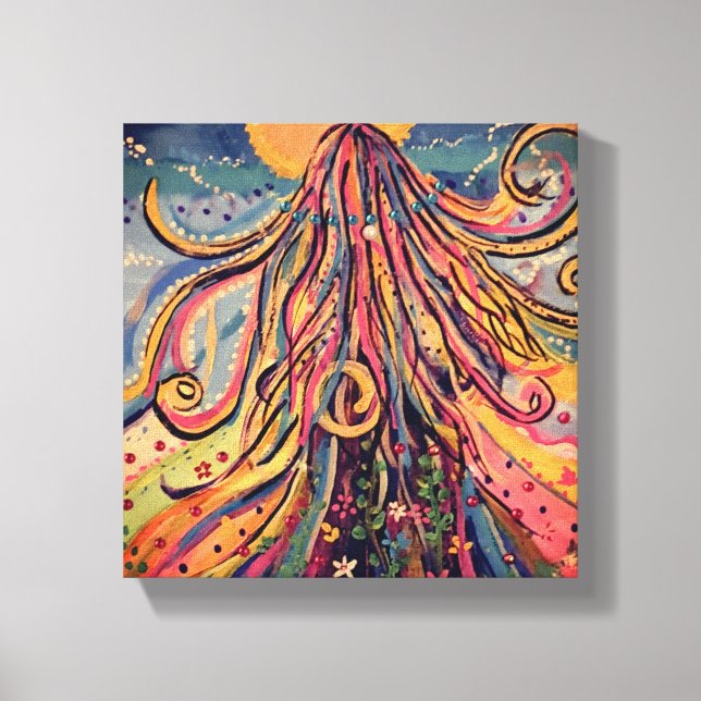 Modern kvinnlig konst i Äventyr Canvastryck (Framsida)