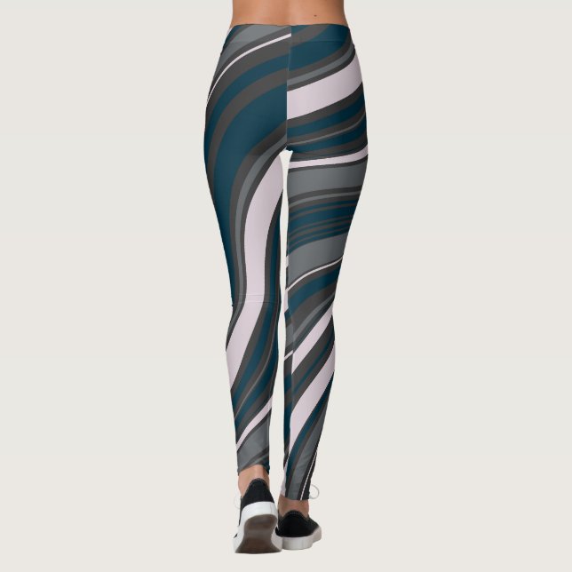 Modern kvinnlig rustik Blue & Grått Leggings (Baksida)