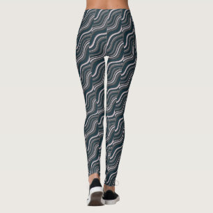 Modern kvinnlig rustik Blue & Grått Leggings