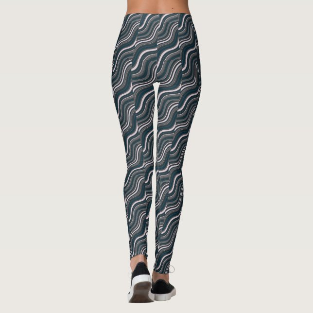 Modern kvinnlig rustik Blue & Grått Leggings (Baksida)
