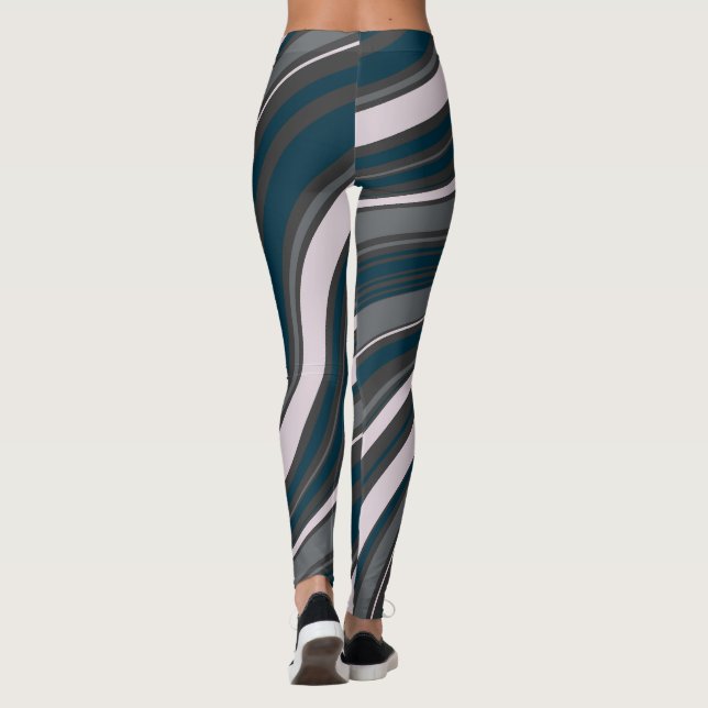 Modern kvinnlig rustik Blue & Grått Leggings (Baksida)