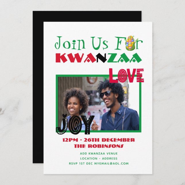 Modern KWANZAA-Fotofest Invitation 7 Ljus Inbjudningar (Fram/baksida)