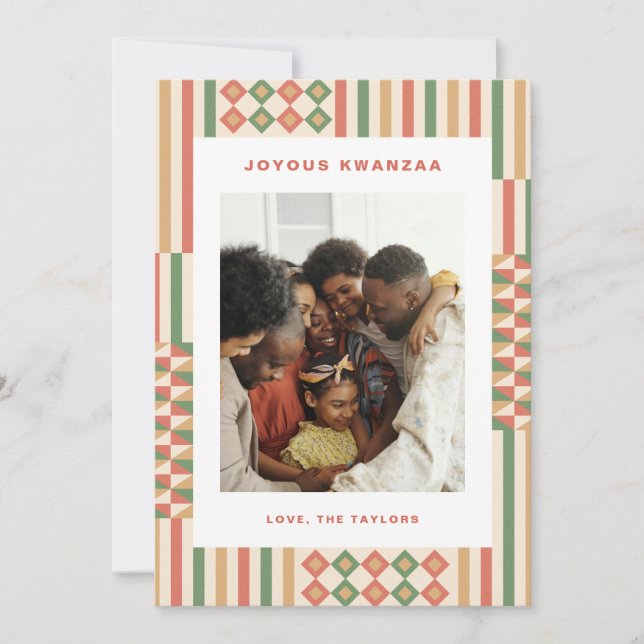 Modern Kwanzaa Kente Mönster 1-Photo Julkort (Framsida)