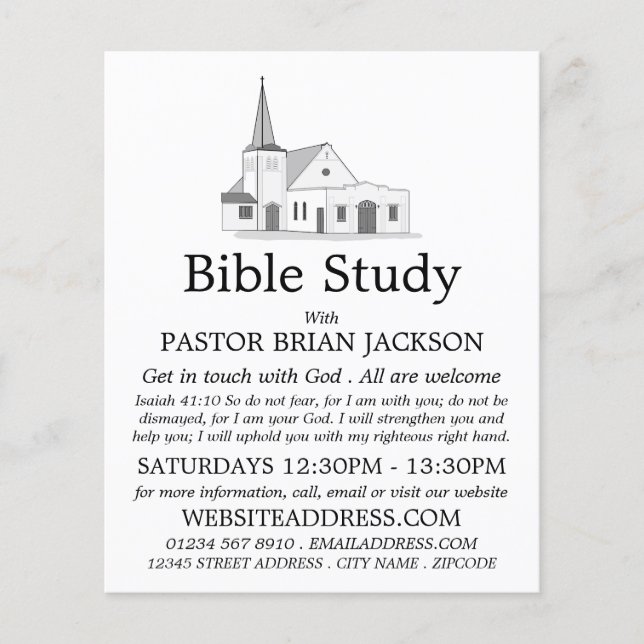 Modern kyrka, kristen bibelklass Advert Flygblad (Framsidan)