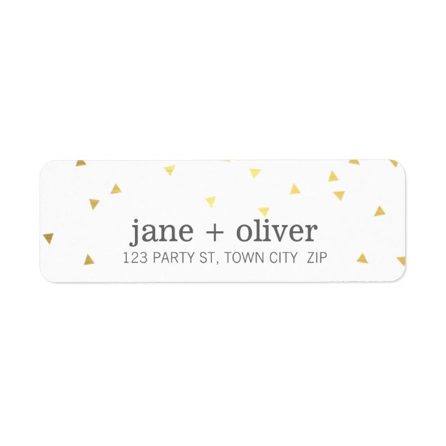 MODERN LABEL geo triangle konetti söt shiny guld Returadress Etikett (Framsidan)