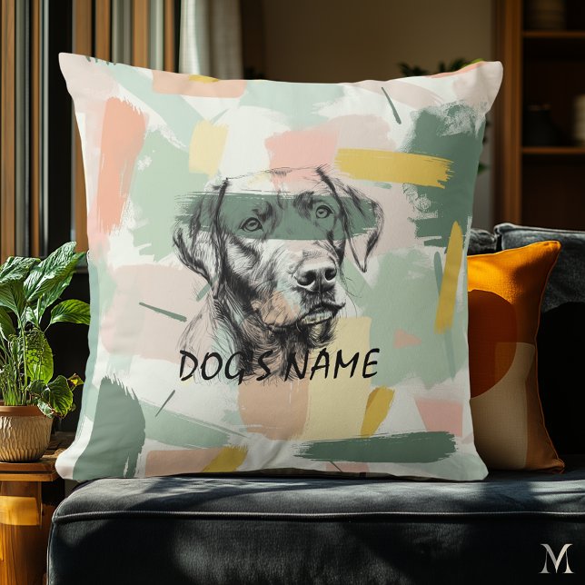 Modern Labrador Portrait – Abstract Brushstroke Kudde (Skapare uppladdad)